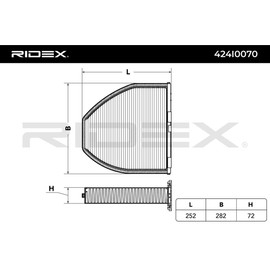 RIDEX Cabin Air Filter 424I0070 GLK (X204) CLS (C218) 252 mm 282 mm 72 mm