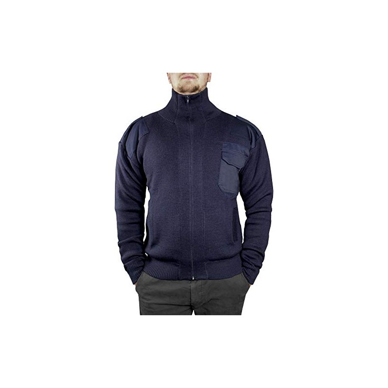 normani German Army Cardigan with Full Zip and High Wool