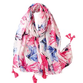 FAIRYGATE Women Scarf Colourful Lightweight Fashion Pink Flowers Floral Printed Scarfs Shawl Wrap Ladies Scarves Winter Clearance 72017