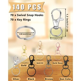 140 PCS Key Chain Clip Hooks and Key Rings, 360° Metal Swivel Lobster Claw Clasps, for Key Chain Clip Lanyard(7 Colours)