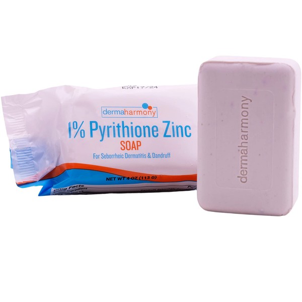 Dermaharmony 1% Pyrithione Zinc (ZnP) Bar Soap 4 oz - Crafted for Those with Skin Conditions - Seborrheic Dermatitis, Dandruff, Psoriasis, Eczema, etc.