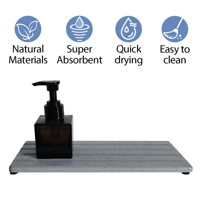 ZumenDa Diatomite Soap Dish, Water Absorbing Stone Tray, Kitchen Sink