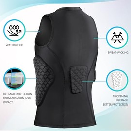 TUOY - Camisa acolchada transpirable para jóvenes con almohadillas para orejas para el pecho, hombros y espalda, protector de pecho y corazón, camisa 