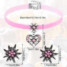 OUDQFCJ Trachtenschmuck Set Damen Dirndlschmuck mit Edelweiß Kette Kropfband und Ohrringen Samt Halskette für Oktoberfest Dirndl Accessoires