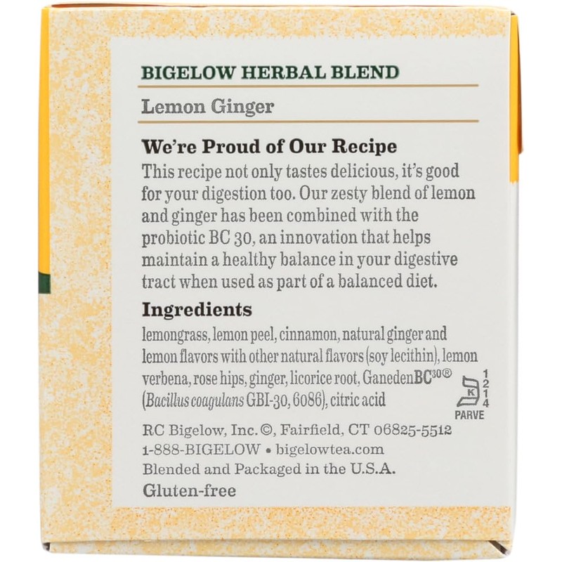 Bigelow Tea Herbal Tea Plus Probiotics Lemon Ginger - 18