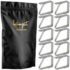 heimzeit Tablecloth Clips Made of High-Quality Stainless Steel [Pack of 10, 4 cm] Colour: Silver, Tablecloth Holder for Outdoor and Indoor Use, Table Cloth Clips for Tables with Max. Plate Thickness