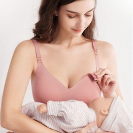 5-Color Wireless Seamless Maternity Nursing Bra with Detachable Pads Skin/M