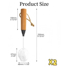 Bepisof 2Pack Non-Scratch Foam Bristle Scrubber,Wine Glass Cleaning Brush, Bamboo Handle Glass Scrubber for Champagne Flutes Glassware