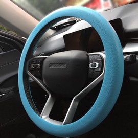 YiKaiLing Steering Wheel Cover Auto Car Protective Cover Soft Silicone Cover, Light Blue