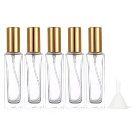 GSHLLO 5 Pcs 10 ml Glass Perfume Spray Bottles Small Refillable Sprayer Bottles Empty Portable Perfume Atomizers Mini Glass Fragrance Bottles with Funnel Clear 1