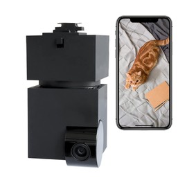 Edison Smart Duct Rail Watching Camera CUBE Duct Rail Conversion Plug Set (Black) Alexa Compatible, Two-Way Audio, Motion Detection, Recording Function, Security Camera, Pet Camera, Indoor Camera,