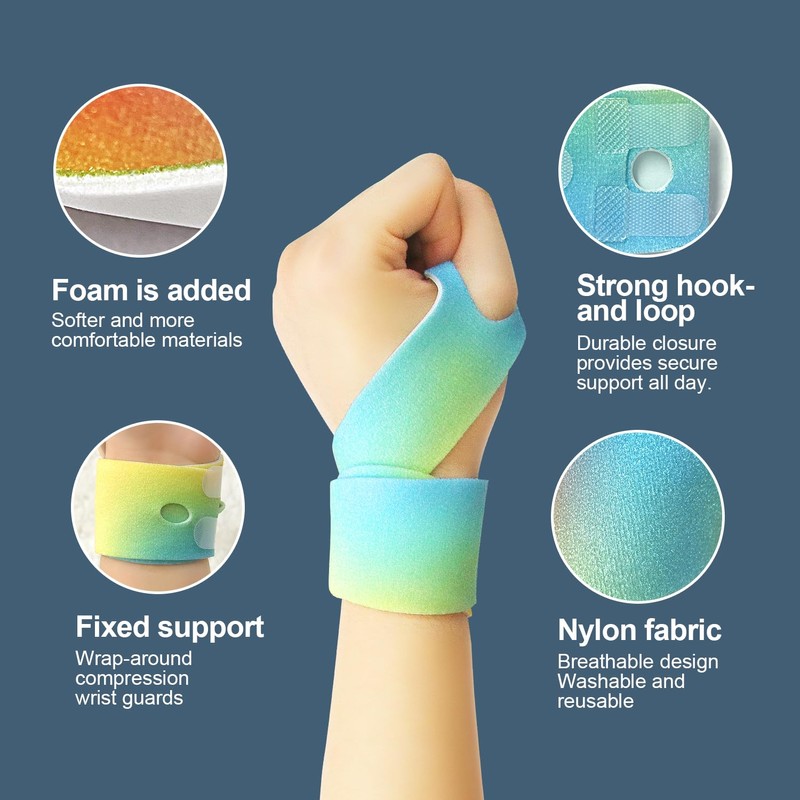 Niupiour 2-Pack Colorful Wrist Brace Compression Support Strap - Adjustable
