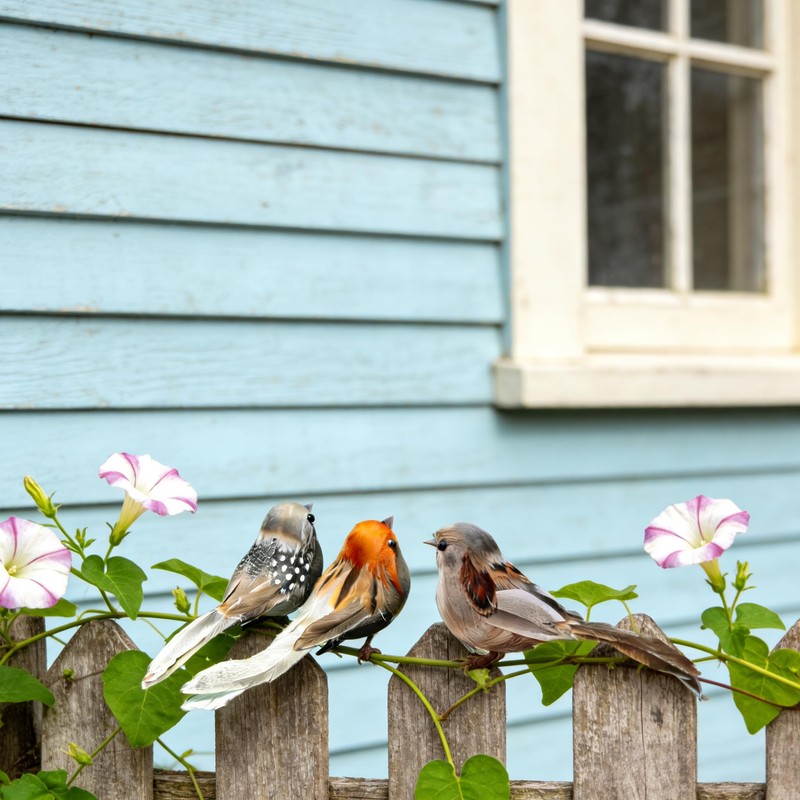 TUESMEILL Artificial Birds for Crafts Clip On Bird Ornaments Artificial