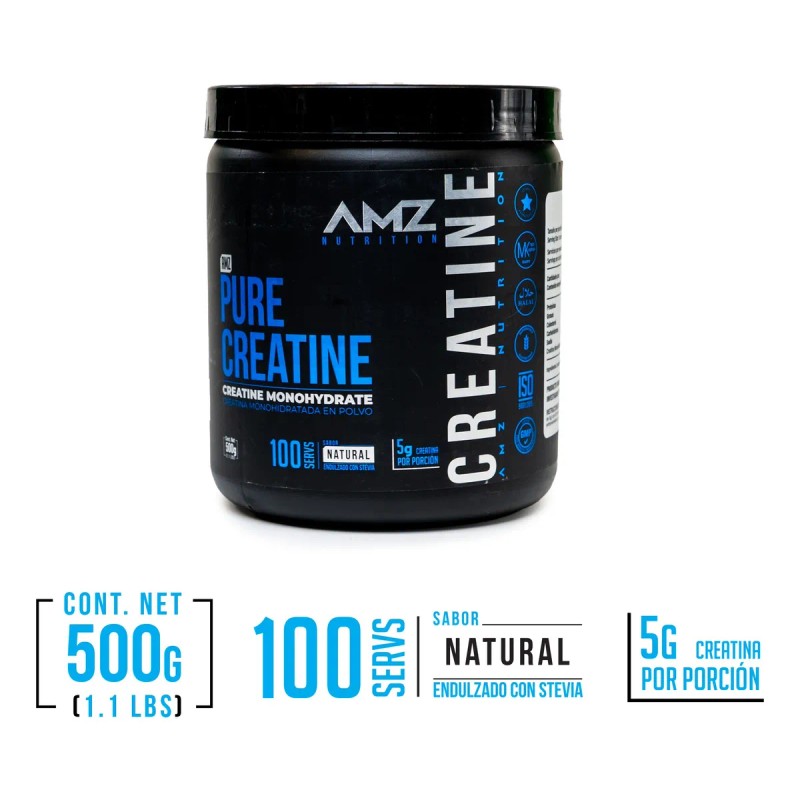 Creatina Monohidratada Pura 500g Amz 100 Serv