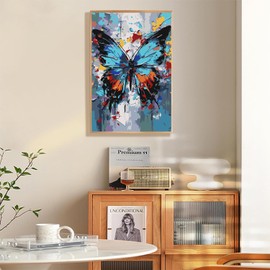 RYMILIE Paint by Numbers Kit for Adults Beginner & Kids Ages 8-12 with Wooden Frame Easy Acrylic on Canvas 9.45x11.8 inch with Paints and Brushes, Paint by Numbers Butterfly for Gift Home Wall Decor