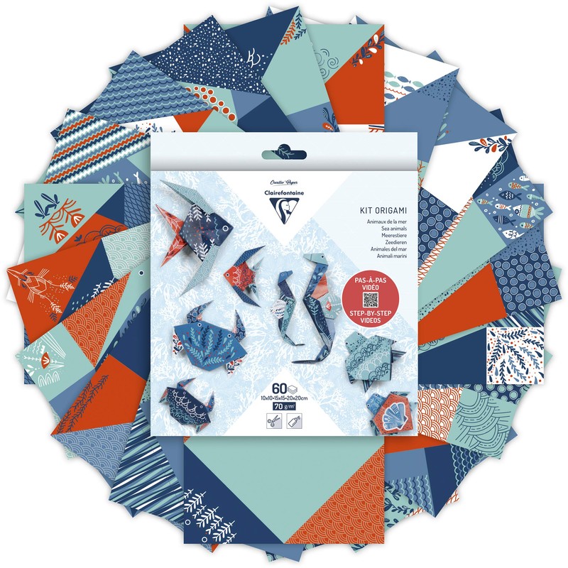 Clairefontaine 95367C Origami Paper with 60 Sheets, Printed on Both