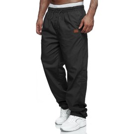Mens Casual Jogger Pants Relaxed Fit Cargo Pants Drawstring Sweatpants Hiking Outdoor Twill Sport Pants Black XL