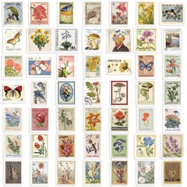 Vintage Stamps Stickers 50pcs Retro Stamps for Water Bottles Laptop Scrapbooking Mirrors Notebooks Cars Bumpers Bikes Bedroom Travel Case Motorcycle Snowboard for Stamps Fans