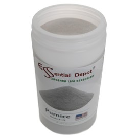PUMICE - 2 LBS nt wt - Grade: 0-1/2 - dry - granules - exfoliant for scrubs, soaps, toiletries - USA Made - HDPE safety sealed jar with screw top