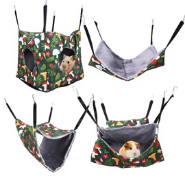 TiooDre Hamster Hammock House, 4pack Small Animal Hanging Hammock Double-Layer Guinea Pig Bed, Soft Fluffy Rat Hanging Bed House for Animals Rat Rabbit Squirrel Parrot Ferret