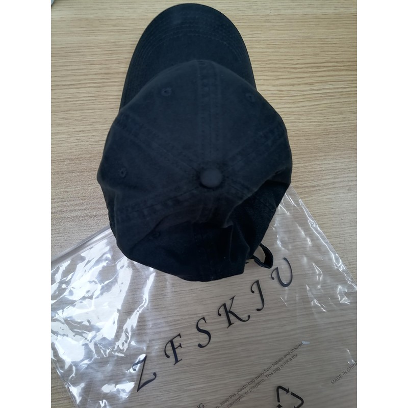 ZFSKJU Cotton Baseball Cap, Large Size, Adjustable, Breathable, Black, Combed