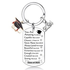 2024 Religious Graduation Keychain Graduation Gifts for Women Men Christian Graduation Keychain Inspirational Gifts Class of 2024 Gifts for College