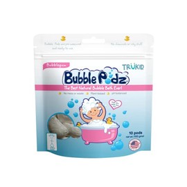 TruKid Bubble Podz Bubble Bath for Baby & Kids, Gentle Refreshing Bath Bomb for Sensitive Skin, pH Balance 7 for Eye Sensitivity, Natural Moisturizers and Ingredients, Bubble Gum (10 Podz)