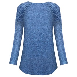 Vldnery Long Sleeve Workout Tops for Women Atheletic Pluse Size Loose fit Yoga Moisture Wicking V Neck Pleat Workout Top（XL）