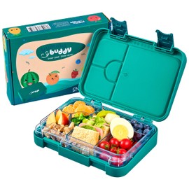 ecosa YummyBuddy Snackbox Brotdose Kinder mit Fächern Brotbüchse Pausenbox Mahlzeitbehälter Speisebox Mittagessenbehälter Vesperdose Essensbehälter Brotzeitbox Lunchbox (Pauli Petrol)
