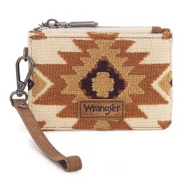 Montana West Wrangler Credit Card Holder Small Wallets for Women Slim Wristlet RFID Blolcking Keychain Wallet Western Aztec Card Cases & Money Organizer Brown