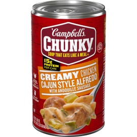 Campbell's Chunky Creamy Chicken Cajun Style Alfredo With Andouille Sausage Soup, 18.8 oz Can
