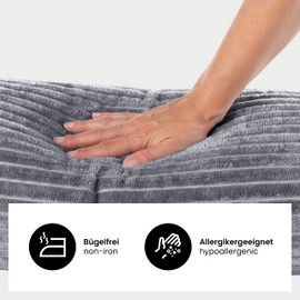 BaSaTex Pack of 2 Bolster Cushion Covers 15 x 40 cm Cashmere Touch Rip Cord | Bolster Cover Oeko-Tex Certified | 100% Microfibre Plush | Colour: Anthracite