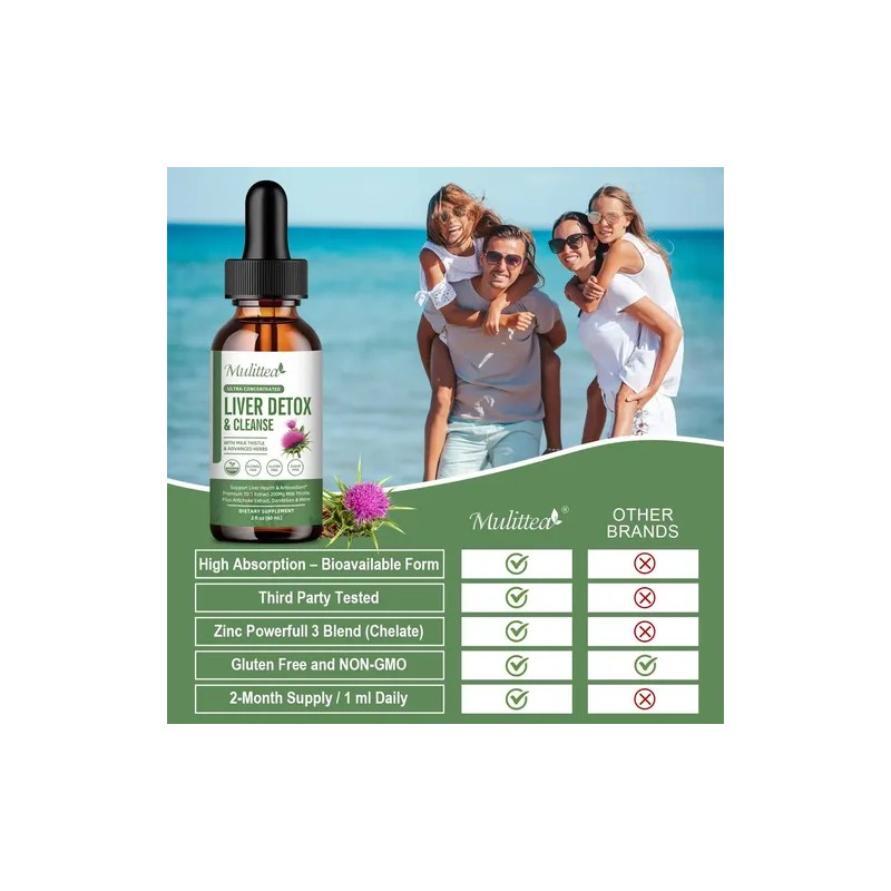 Mulittea Gotas Herbales Detox Hepático - 2 Pack 60ml -