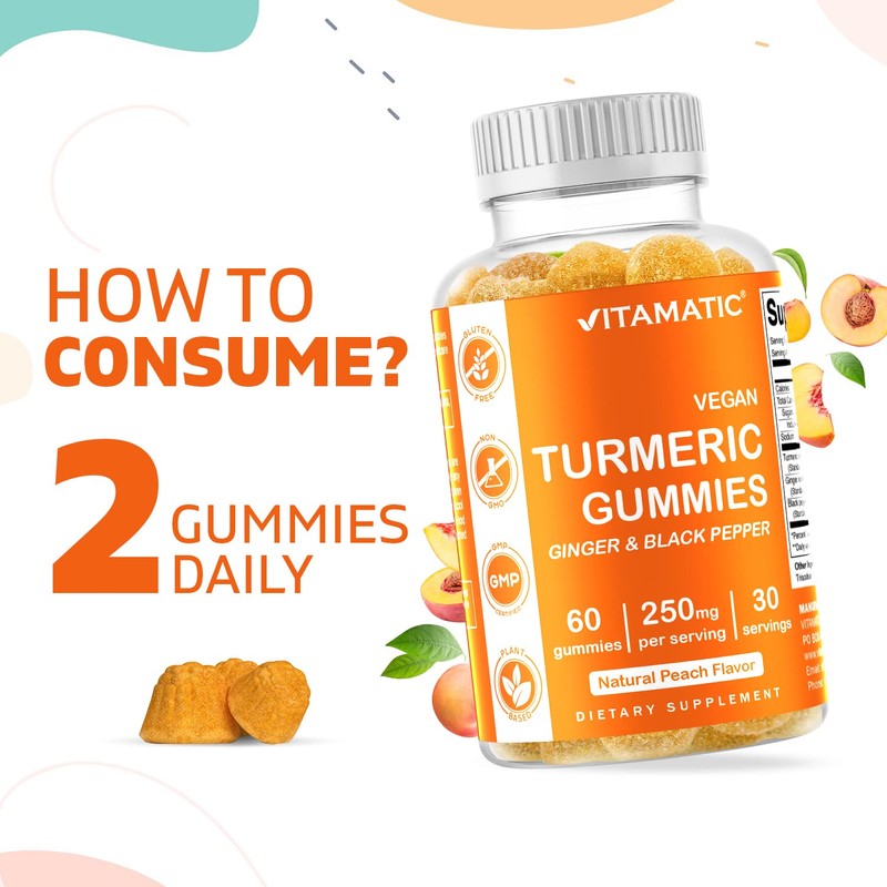 Vitamatic Turmeric Gummies with Ginger & Black Pepper Extract –