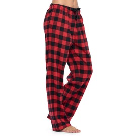 Ashford & Brooks Women's Super Soft Flannel Plaid Pajama Sleep Pants, Red Buffalo check, 3XL