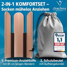Premium Sock Dressing Aid with Extra Long Straps - 2-in-1 Stocking Aid with Storage Bag - Tear-Resistant & Non-Slip - Ideal for Seniors, Pregnant Women, Rehab and After Hip & Knee Surgery