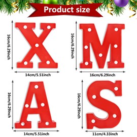 Vanleonet Christmas Decorations Indoor, Christmas Decor 4 LED Marquee Light Up Letters Sign "XMAS" for Home Fireplace Bedroom Kitchen Room Party Tabletop Decoration Gift