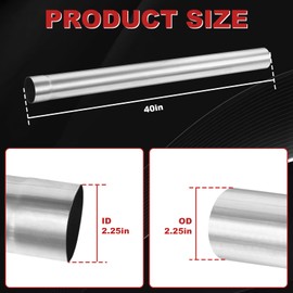 LCGP 2.25" Custom Mandrel Straight Exhaust Pipe, 40" Long, Made of High Quality Stainless Steel Fit 2.25 Inch Exhaust Pipe