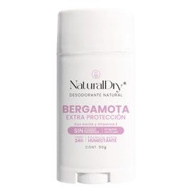NaturalDry - Desodorante Natural en barra para Mujer - Duración de 24 horas - Ideal para axilas - Sin Aluminio - Sin Parabenos - Aroma a Bergamota (1 Unidad)