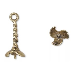 Platinum 2 Antiqued Brass Plated Brass Bead Cup Caps Fit 6-7mm Beads Just Glue On! *