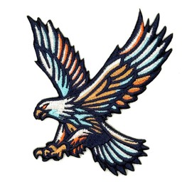 3.5" Bald Eagle Iron On Patch - Embroidered Hawk Biker Military Patriotic Motorcycle Rocker Eagles Applique Appliques Iron On Sew On Patches for Holes, Clothing, Jeans, Hat, Backpacks, Clothes