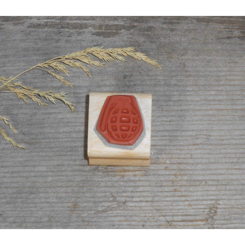tiny Hand Grenade Mounted Rubber Stamp #29