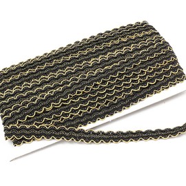 Braided Twist Cord Border Made of Decorative Ribbon Decorative Ribbon Gift Ribbon Lace Trim Cord Cord for Sewing Crafts Wedding Clothing Decoration Centipede Lace Ribbon, 12 m, Black Gold