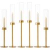 Hewory Gold Tall Hurricane Candlestick Holders: 6Pcs Brass Taper Candle