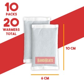 10 Pairs - HandiHeats - Hand Warmers - Pocket Disposable Heat Packs for Hiking, Dog Walking, Skiing, Snowboarding - Air activated - 10 Hours of Heat (10 Pairs - 20 Warmers)
