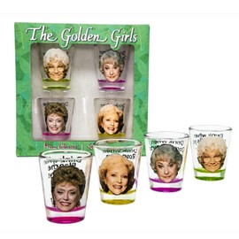JUST FUNKY Golden Girls Shot Glasses | Fun Drinking Games | Set Of 4 Collectible Glasses | Perfect For Parties, Game Night, Bachelor Bachelorette Party, College Graduation, Birthday Gift