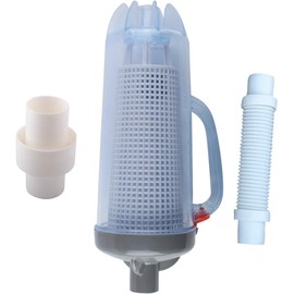 Universal Large In-line Pool Leaf Canister with Mesh Basket Compatible with Hayward, Zodiac Baracuda, Pentair with AXV092 1.5" Hose Connector Adapter Pool and Spa Cleaner (Updated)