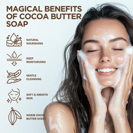 Princess Belle Cocoa Butter Soap, Natural Soap Bar with Cocoa Butter, Exfoliating and Moisturizing Bar Soap for Face and Body, Suitable for All Types Skin, 2 Pack