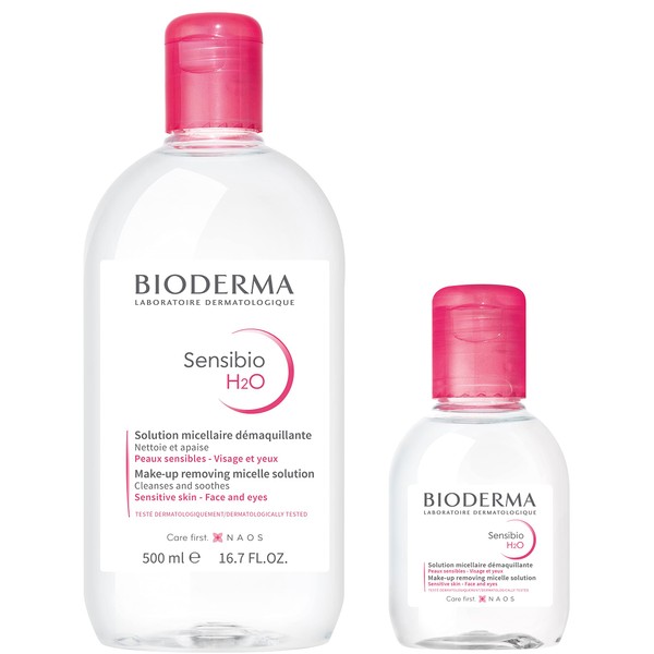 Bioderma Sensibio H2O Cleansing Water for Sensitive Skin, 16.9 fl oz (500 ml) + 3.4 fl oz (100 ml) Set