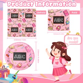 TUZHE 40 STK einschulung mädchen deko pappgeschirr set, schulanfang mädchen servietten und pappteller Tischdeko Zubehör für 20 Kinder